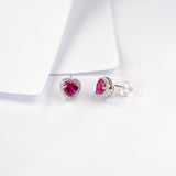 Lab Grown Gemstone Earrings Round/Heart/Heart/Pear Cuts Ruby/Sapphire 925 Silver Hypoallergenic Factory Direct Sales