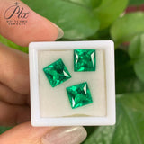 Multi-Size Princess-Cut Lab-Grown Colombian Emerald Wholesale Which Can Be Used As DIY Jewelry Raw Materials Such As Rings Earrings Necklaces Etc