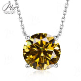 Necklace Moissanite 4-Prongs Pendant Multicolor Round 6.5mm Multicolor Gemstone Jewelry Women Birthday Engagement Gift Charms