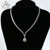 Elegant 925 Sterling Silver Crystal Necklace with Pear/Emerald/Round/Radiant Pendant Luxury Sparkling Jewelry for Weddings Parties and Special Events