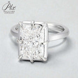 Radiant Cut Ring with 5CT D Color Moissanite Diamond 10k 14k 18K Gold Plated 925 Silver for Women Man Engagement Wedding Jewely