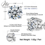 Classical Style 4 Claws Setting Round Brilliant Cut Moissanite Ear Studs D Color Moissanite Ear Jewelry