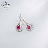 4X6mm Lab Grown Gemstone Earrings Ruby Sapphire Colombia S925 Butterfly Long Earring for Women Fashionable Christmas Party Daily