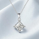Princess Cut Classic Necklace 1/2/3CT D Color Moissanite S925 Plated White Yellow Rose Gold Chain for Engagement Chrisrmas Charm