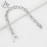 Clasp Bracelet with 1.2mm D Color Round Moissanite S925 Silver Plated Chain for Man Minimalist Delicate Jewelry Gift Daily