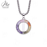 Zircon 925 Sterling Silver Rainbow Coloured Alphabet Necklace Commuting Daily Wear
