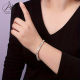 Square Tennis Bracelet Adorned with Exquisite Moissanite 925 Silver Material Unisex Design Fashionable Holiday Gift