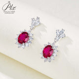 0.8-7CT Oval Cut Ruby/Sapphire/Colombian Emerald Earrings Lab-Grown Gemstone Jewelry Gift for Christmas Easter Hypoallergenic