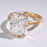 Radiant Cut Ring with 5CT D Color Moissanite Diamond 10k 14k 18K Gold Plated 925 Silver for Women Man Engagement Wedding Jewely