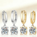 Hoop Bullhead Moissanite Earrings with 1-2CT D Color Round Moissanite S925 Silver Plated for Fishion Party Gift Hypoallergenic