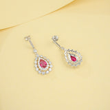 Water Drop Shaped Earrings Lab Grown Gemstone with Ruby Sapphire Padparadscha 925 Silver Earring for Women Girls Hypoallergenic