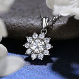 Moissanite Necklace Sunflower Pendant Multicolor Round Cut 1ct Women Wedding Party Engagement Special Gifts Charms Fine Jewelry
