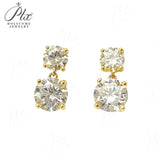Earrings with 5.6/10CT D Color Round Moissanite 925 Silver Plated White Yellow Gold Ear Stud for Women Fashion Daily Jewely Gift