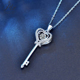 Love Key Dancing Pendant 1CT Round Cut Moissanite 925 Sterling Silver Daily Halo Necklace