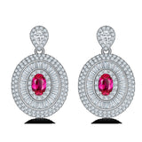 0.8-7CT Oval Cut Ruby/Sapphire/Colombian Emerald Earrings Lab-Grown Gemstone Jewelry Gift for Christmas Easter Hypoallergenic