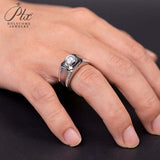 【Jason 】925 Sterling Silver 1CT Round Cut Moissanite Ring for Men Only Gifts For Festivals And Anniversaries