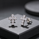 Men's Hip Hop Cross Earrings 925 Sterling Silver Low Allergy VVS1 GRA Certified Moissanite Iced Out Stud Earrings Luxury Ear Jewelry for Men Women Gift Ready Daily Wearable