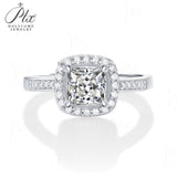 Princess Cut 1CT Halo Moissanite Ring