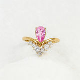 Crown Ring 5X8mm Pear Lab Grown Ruby Sapphire Zambian Padparadscha 925 Silver Ring for Women Man Engagement Christmas Party Gift