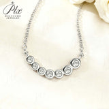 Seven-Round Bezel-Set Necklace with D Color Round Moissanite S925 Plated White Yellow Rose Gold Chain Engagement Chrisrmas Daily