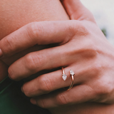 Custom Ring Two Pear Shape Open Moissanite Lab Grown Gemstones 925 Sterling Silver Wealth Charms Anniversary Gift Daily