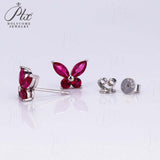 925 Sterling Silver Moissanite Lab Grown Gemstone Marquise Round Butterfly Stud Earrings Banquet Gift