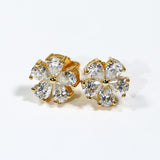 Flower-Shaped Earring Jewelry with Moissanite/Sapphire/Ruby 925 Sterling Silver Plated Screwback Earrings for Women