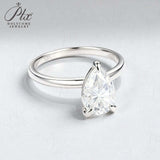 Moissanite Ring with 2CT D Color VVS1 Pear Moissanite S925 10k 14k 18k Plated White Yellow Rose Gold Daily Charm Party Jewely