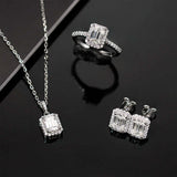 Emerald Cut Halo Moissanite Jewelry Set Women Only Gifts For Festivals And Anniversaries