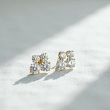 Earrings with 5.6/10CT D Color Round Moissanite 925 Silver Plated White Yellow Gold Ear Stud for Women Fashion Daily Jewely Gift