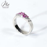 Ring Flower Bud Shape Lab Grown Pink Sapphire 10K 14K 925 Sterling Silver Wedding Band jewelry for Woman Men Romantic Charms