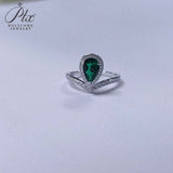 Crown Ring 5X8mm Pear Lab Grown Ruby Sapphire Zambian Padparadscha 925 Silver Ring for Women Man Engagement Christmas Party Gift