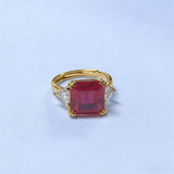 Ring with 4-6.9CT Asscher Cut Lab Grown Ruby Sapphire Colombian Padparadscha 925 Silver for Christmas Exquisite Gift Fancy