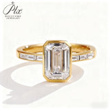 Diamond Ring Customize 2ct Emerald Cut 10K 14K 18K 925 Silver Proposal Band jewelry for Woman Hypoallergenic Birthday Gift