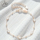 Elegant Moissanite Teardrop Bracelet Pear Shape Gem Beaded Chain Chic Women’s Everyday Jewelry Delicate Shine Fashion Gift