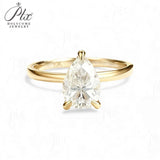 Moissanite Ring with 2CT D Color VVS1 Pear Moissanite S925 10k 14k 18k Plated White Yellow Rose Gold Daily Charm Party Jewely
