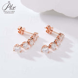 Moissanite Earrings Tassel Pendant Ear Stud Piercing  Ten Stones Round Shape 925 Sterling Silver Top Quality Wedding Jewelry