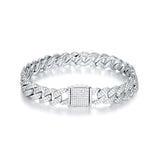 Single Row Double Row Triple Row Moissanite Cuban Link Bracelet 925 Silver Round Cut D Color Suitable for Women Man  Engagement