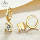 Hoop Bullhead Moissanite Earrings with 1-2CT D Color Round Moissanite S925 Silver Plated for Fishion Party Gift Hypoallergenic