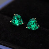 Heart Shaped Stud Earrings Lab Grown Gemstones Ruby Sapphire Emerald S925 Sterling Silver GRA Certificate Charms Birthday Gift