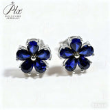 Flower-Shaped Earring Jewelry with Moissanite/Sapphire/Ruby 925 Sterling Silver Plated Screwback Earrings for Women