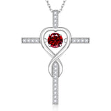 Moissanite Necklace 1CT 6.5mm Heart-Cross Pendant 925 Sterling Silver Women Wedding/Anniversary Special Gift Fine Jewelry Charms
