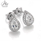 Pear Cut Moissanite Halo Stud Earrings Women Only Gifts For Festivals And Anniversaries
