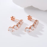 Moissanite Earrings Tassel Pendant Ear Stud Piercing  Ten Stones Round Shape 925 Sterling Silver Top Quality Wedding Jewelry