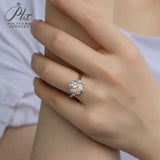 Floral Princess Square Cut Champagne Moissanite Ring Women Only Gifts For Festivals And Anniversaries