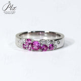 Ring Flower Bud Shape Lab Grown Pink Sapphire 10K 14K 925 Sterling Silver Wedding Band jewelry for Woman Men Romantic Charms