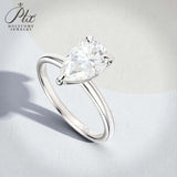 Moissanite Ring with 2CT D Color VVS1 Pear Moissanite S925 10k 14k 18k Plated White Yellow Rose Gold Daily Charm Party Jewely