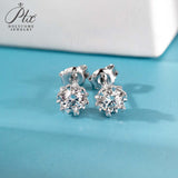 Snowflake - 925 Sterling Silver 1CT Round Moissanite Stud Earrings Women Only Gifts For Festivals And Anniversaries