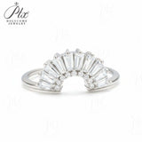 Sector Finger Ring with D Color Tifang-shaped Moissanite 10k 14k 18K Gold Plated 925 Silver for Daily Party Fine Jewely Gift