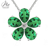 925 Sterling Silver 3EX Cut Pear Moissanite D Color Champagne VVS1 Five-petal Collarbone Necklace– Perfect for Daily Wear